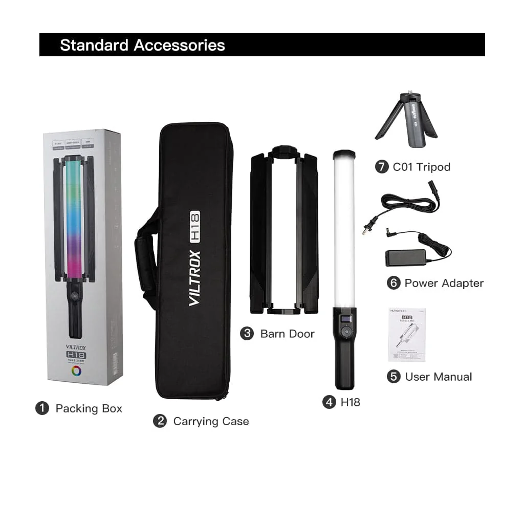 Viltrox H18 18W Double-sided RGB LED Tube Light - Image 10